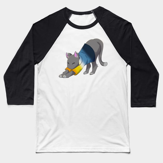 Aroace cat stretching Baseball T-Shirt by CactusMonsters